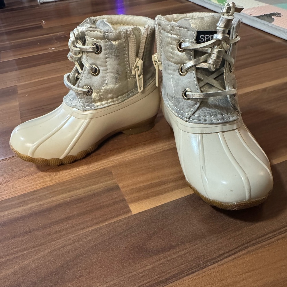 Toddler Gold Camo Sperry Boots - NWOT